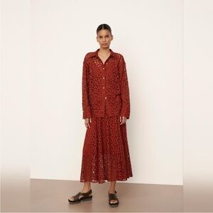Vince Lace blouse and midi skirt